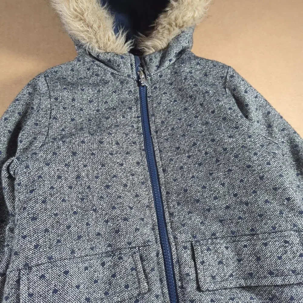 OshKosh B’gosh Girls L/6X Winter Coat Faux Fur Hood Gray Parka Cozy